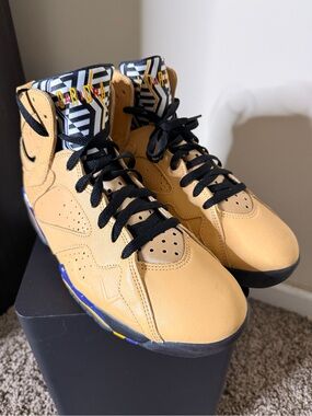 Jordan Men's Tan and Black High-Top Sneakers